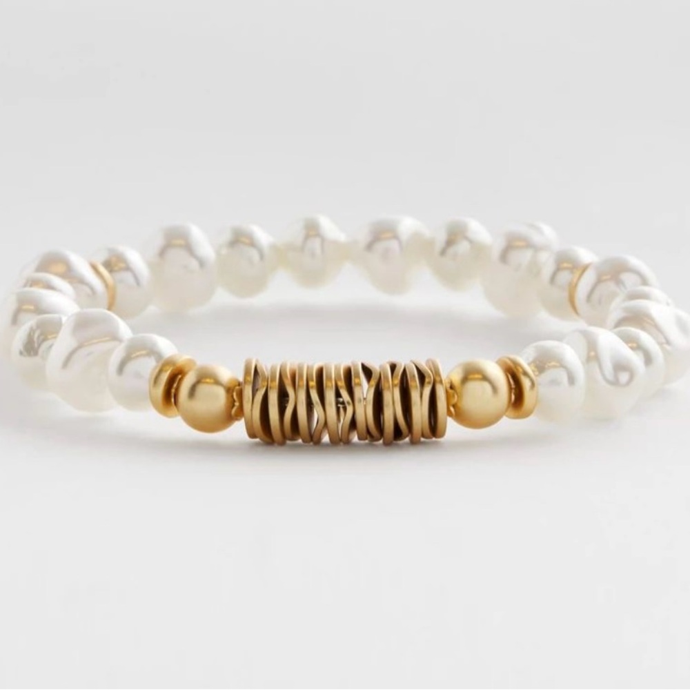 Chico’s Modern Pearl Beads Stretch Bracelet